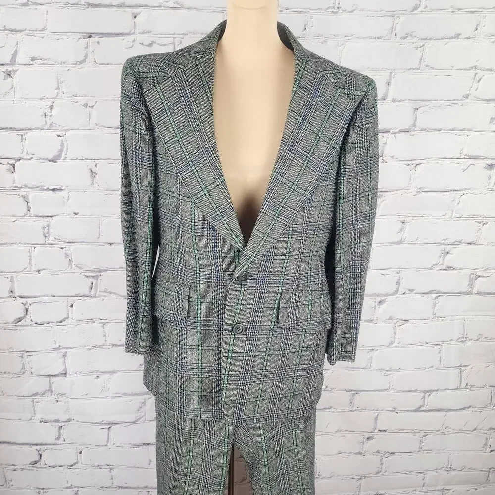 Vtg Hardy Amies of London Mens S Suit Tweed Wool proffesional office corporate
